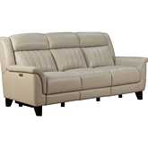 Kimball Power Reclining Sofa w/ Power Head Rests in Shoreline Cream Top Grain Leather